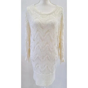 Lilly Pulitzer Cream Open-Knit Wave Pattern Sweater Dress